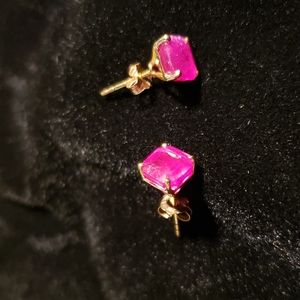 10k yellow gold premium African Ruby Solitare stud earrings